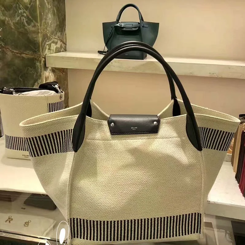 Celine Medium Big Bag in Textured Canvas for Women in White