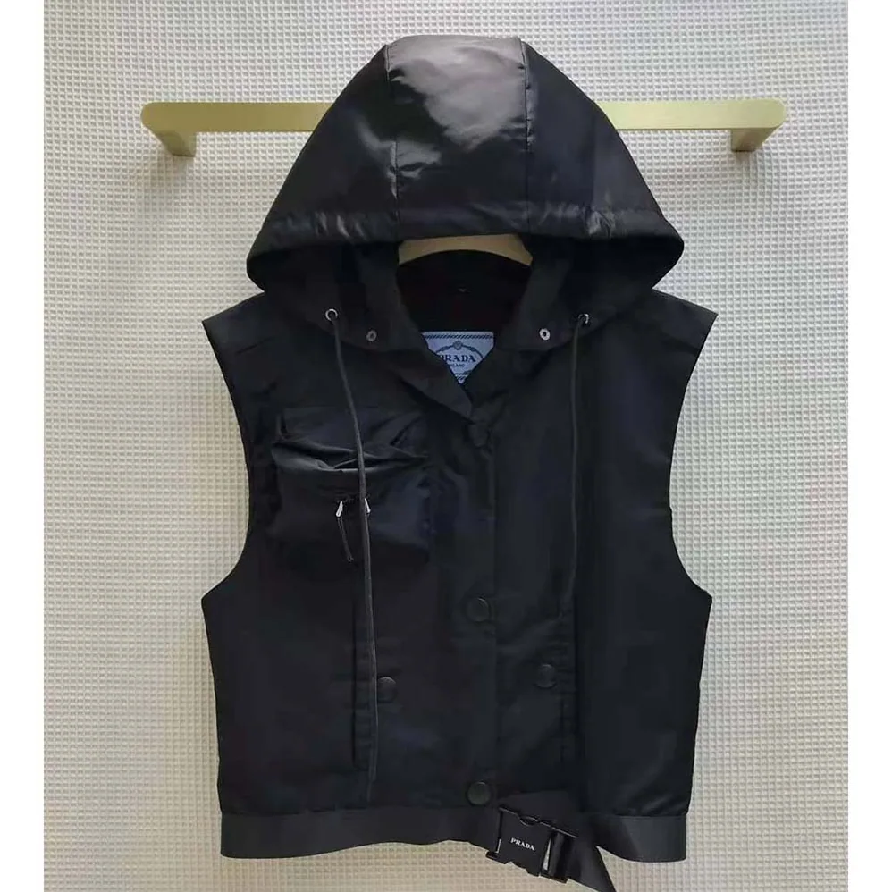 Prada Re-Nylon Gabardine Oversized Vest for Women in Black