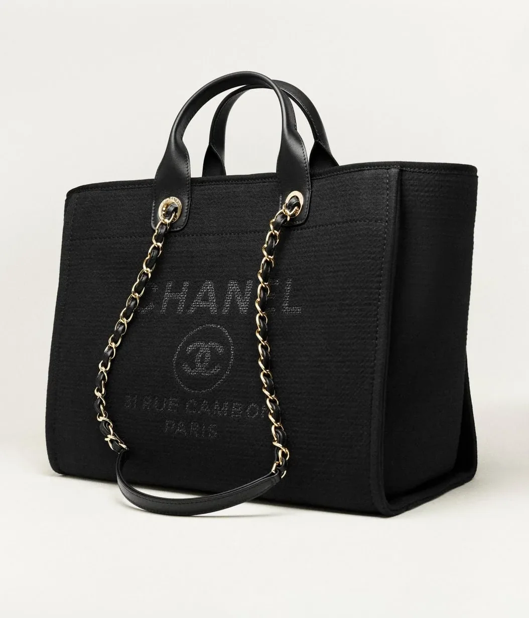 Chanel Deauville Large Tote Bag in Black Gold Hardware