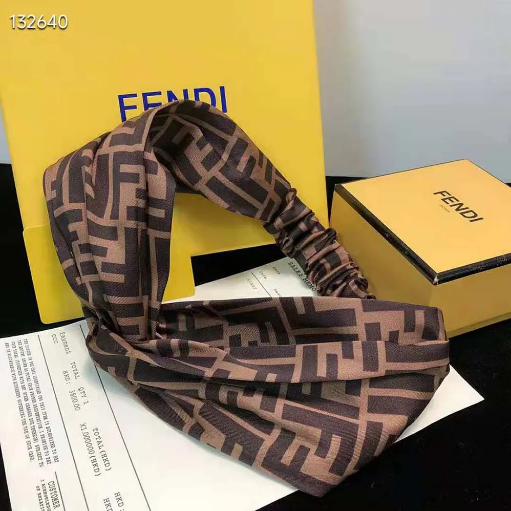 Fendi FF Band FF Band Brown Silk Bandeau Top for Women Fendi FF Band FF Band Brown Silk Bandeau Top for Women
