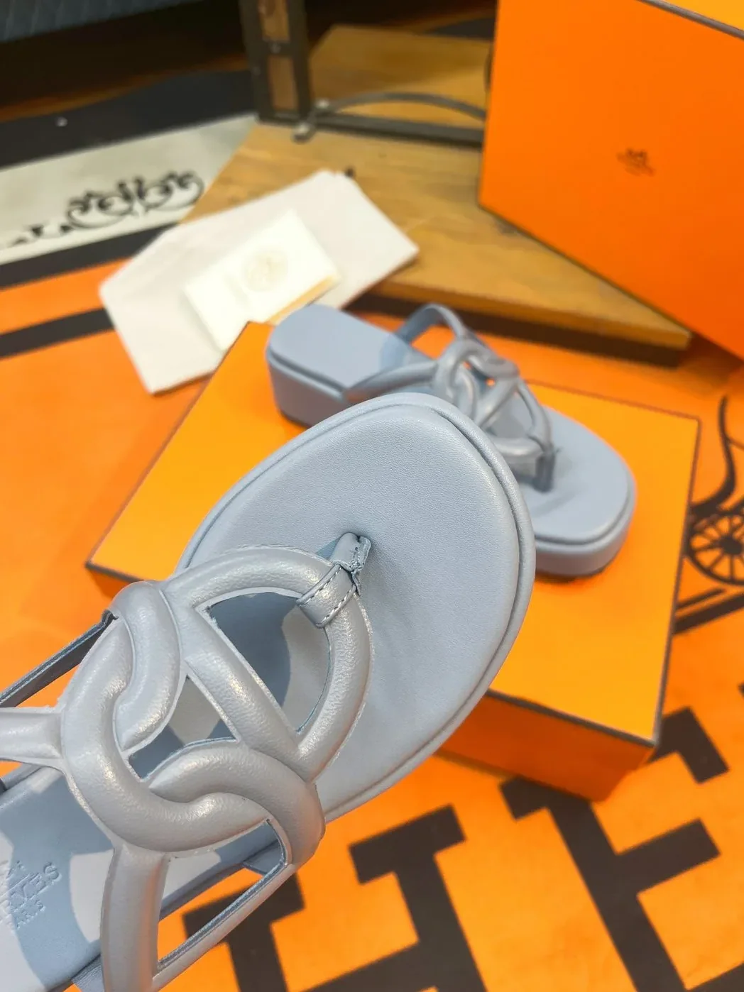 Hermes Gipsy Sandal Blue 6A350 Hermes Gipsy Sandal Blue 6A350