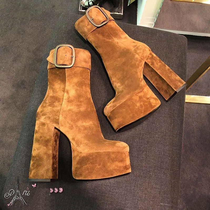 Saint Laurent YSL Shoes Billy Platform Bootie in Suede 14cm Heel for Women in Brown Saint Laurent YSL Shoes Billy Platform Bootie in Suede 14cm Heel for Women in Brown