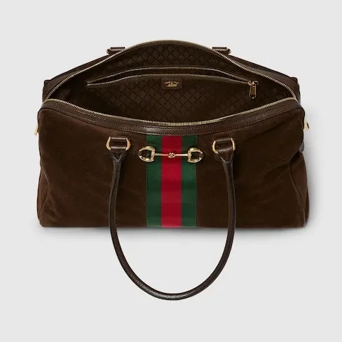 Gucci Borsetto Large Boston Shoulder Bag in Dark Brown Gold Hardware