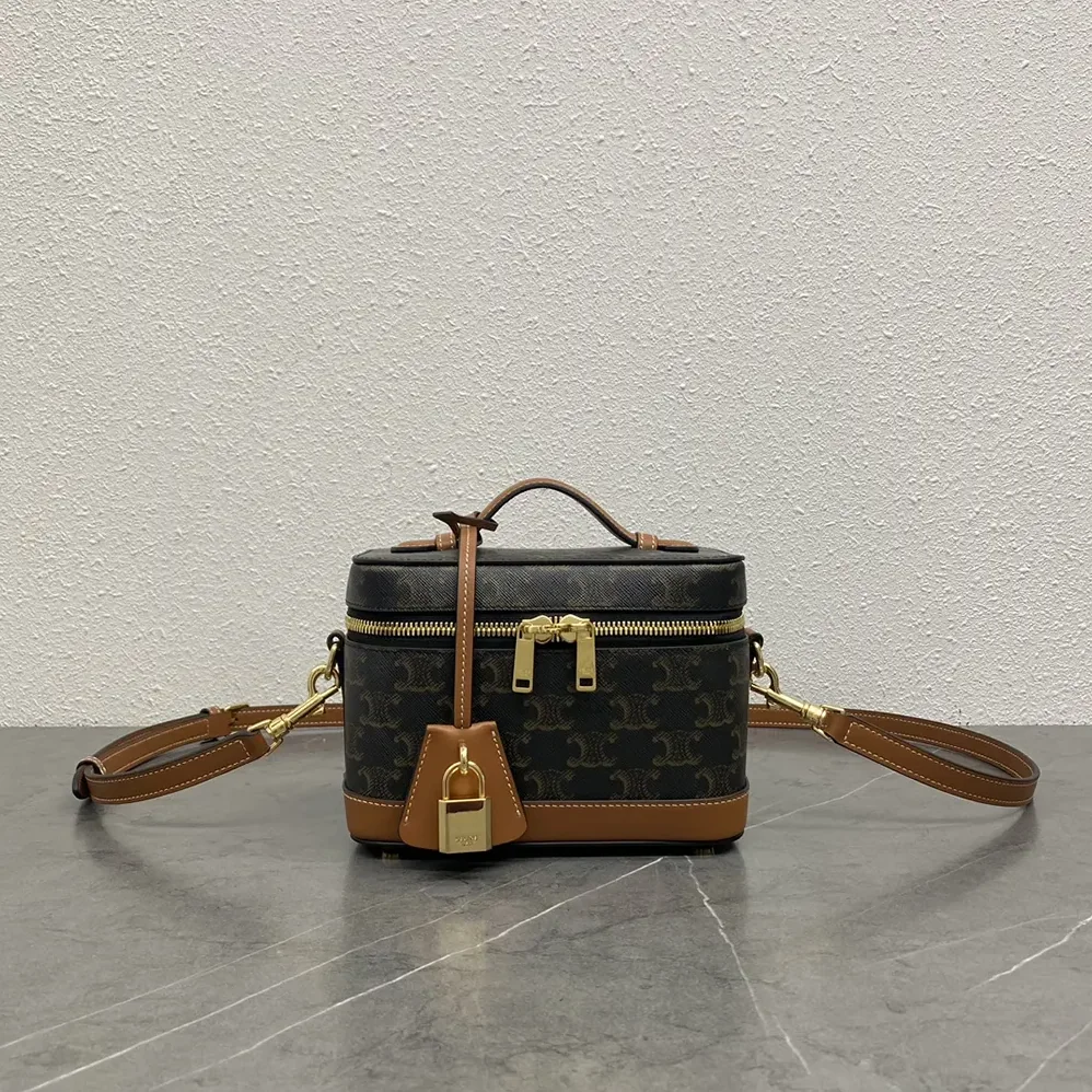 Celine Vanity in Triomphe Canvas and Calfskin-119462BZJ for Women