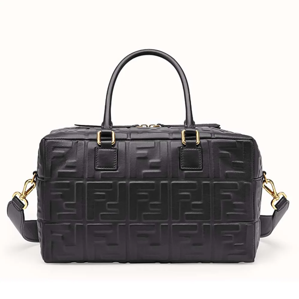 Fendi Small Boston Leather Bag in Large Size for Women in Black Fendi Small Boston Leather Bag in Large Size for Women in Black