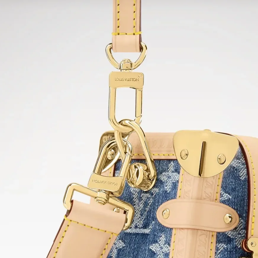 Louis Vuitton Side Trunk MM Shoulder Bag in Blue Denim Gold Hardware