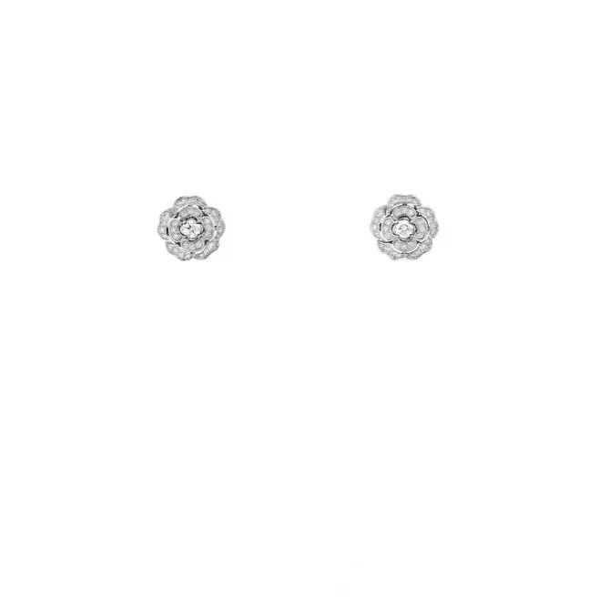 Chanel Bouton De Camélia Transformable Earrings White Gold