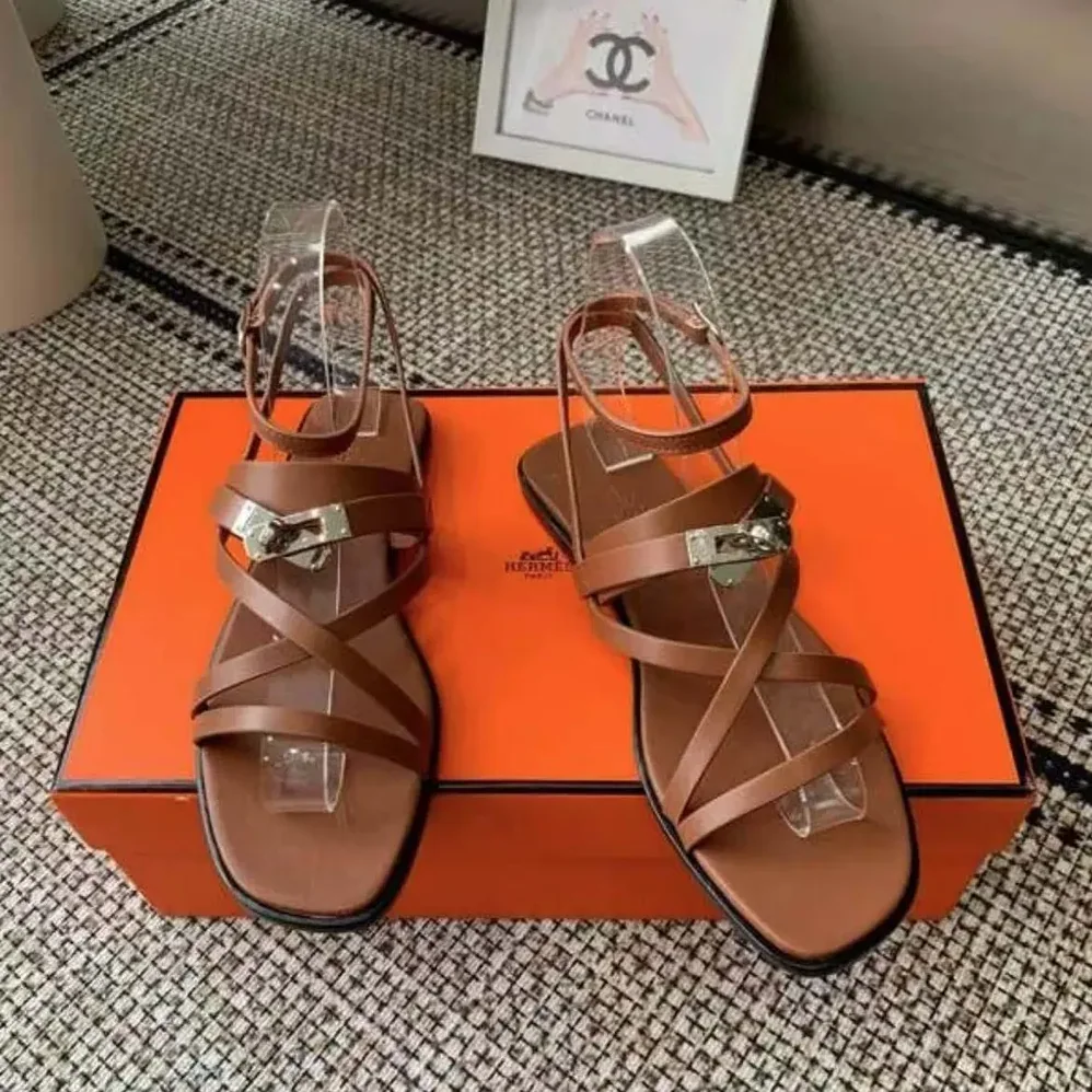 Hermes June Sandal in Calfskin-Brown H242104Zv20360 for Women Hermes June Sandal in Calfskin-Brown H242104Zv20360 for Women