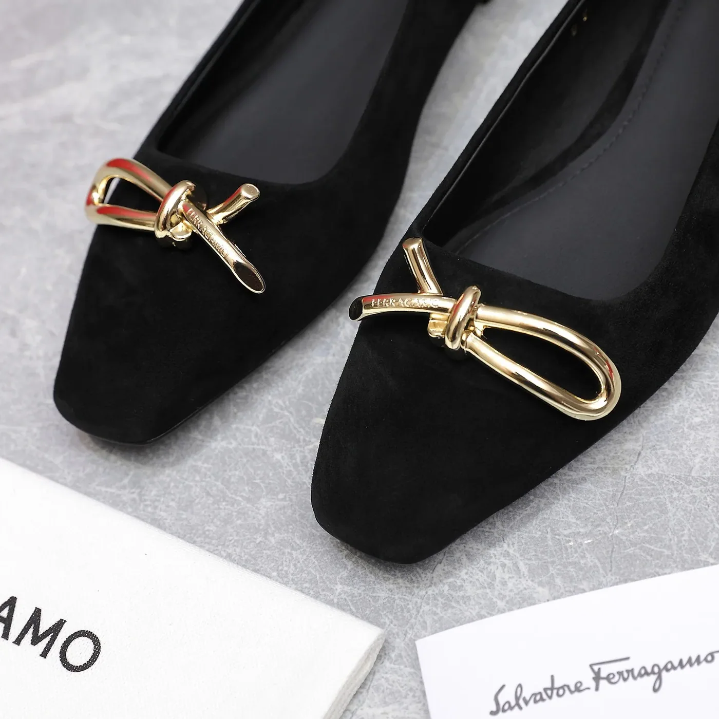 Ferragamo Ballet Flat With Asymmetric Bow Black 01H388 Ferragamo Ballet Flat With Asymmetric Bow Black 01H388