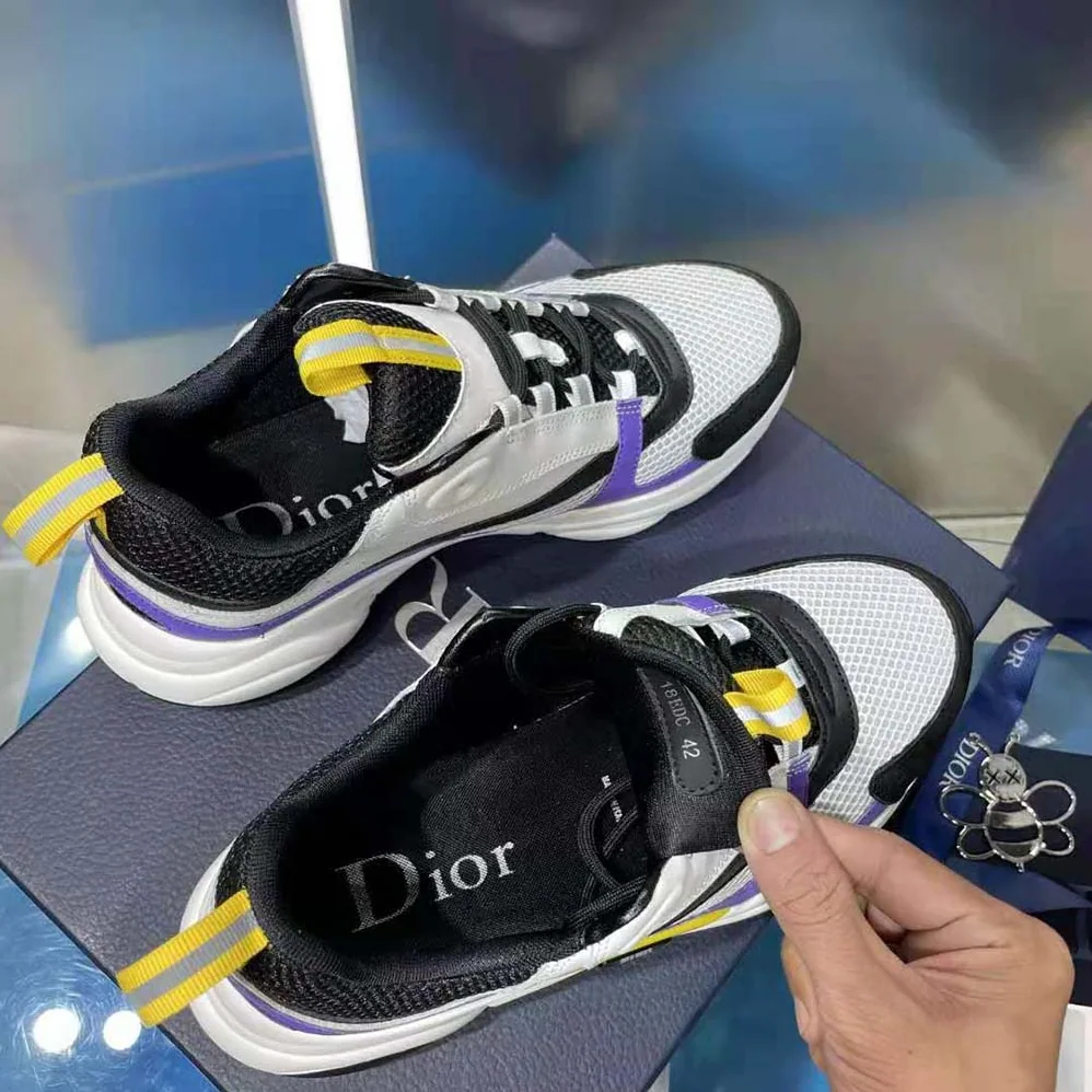 Dior B22 Sneaker Violet and White Calfskin with White and Black Technical Mesh for Men