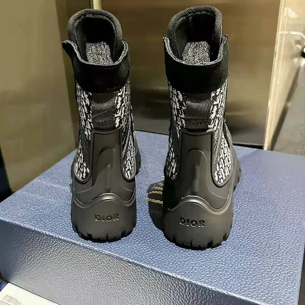 Dior Garden Lace-up Boot Beige and Black Dior Oblique Jacquard and Black Rubber for Men