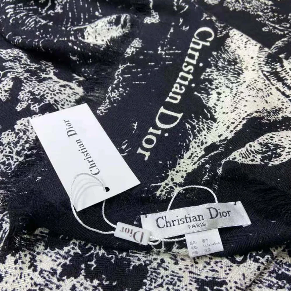 Dior Toile DE Jouy Reverse Square Scarf Silk Twill for Women in Black
