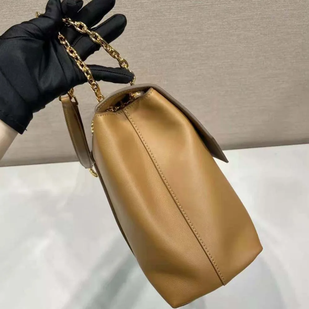 Prada Large leather Shoulder Bag for Women in Brown