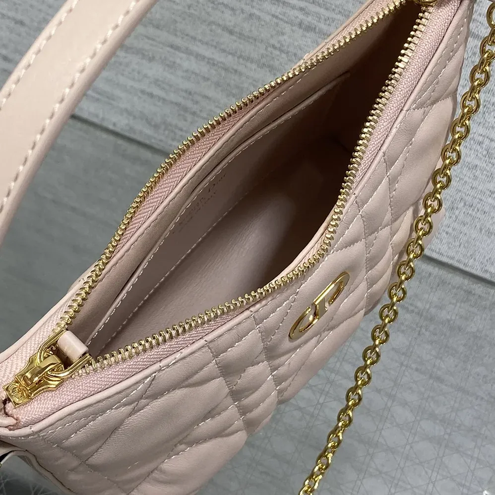 Dior Miss Caro Diorling Mini Bag with Chain Powder Pink Macrocannage Lambskin for Women