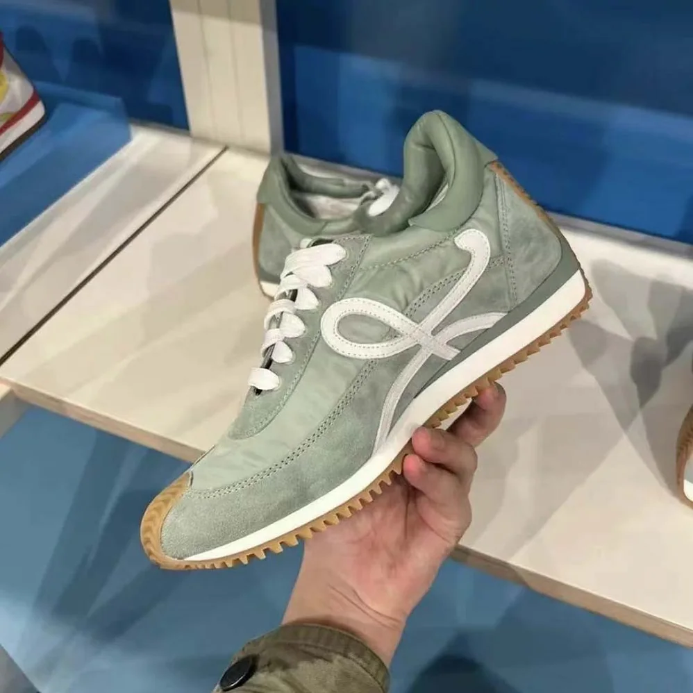 Loewe Flow Runner in Nylon and Suede for Unisex in Green Loewe Flow Runner in Nylon and Suede for Unisex in Green