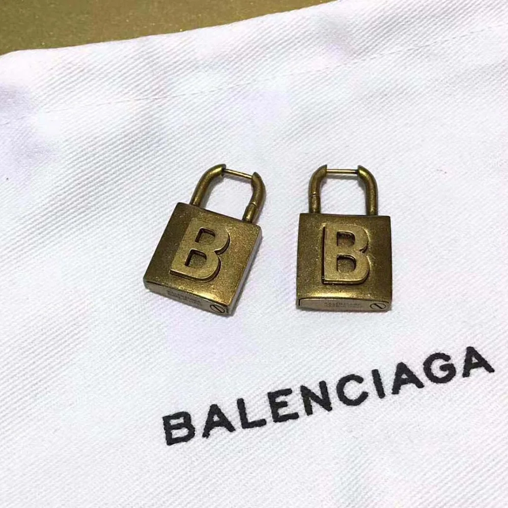 Balenciaga Lock Small Earrings in Aged for Women in Gold Brass Balenciaga Lock Small Earrings in Aged for Women in Gold Brass