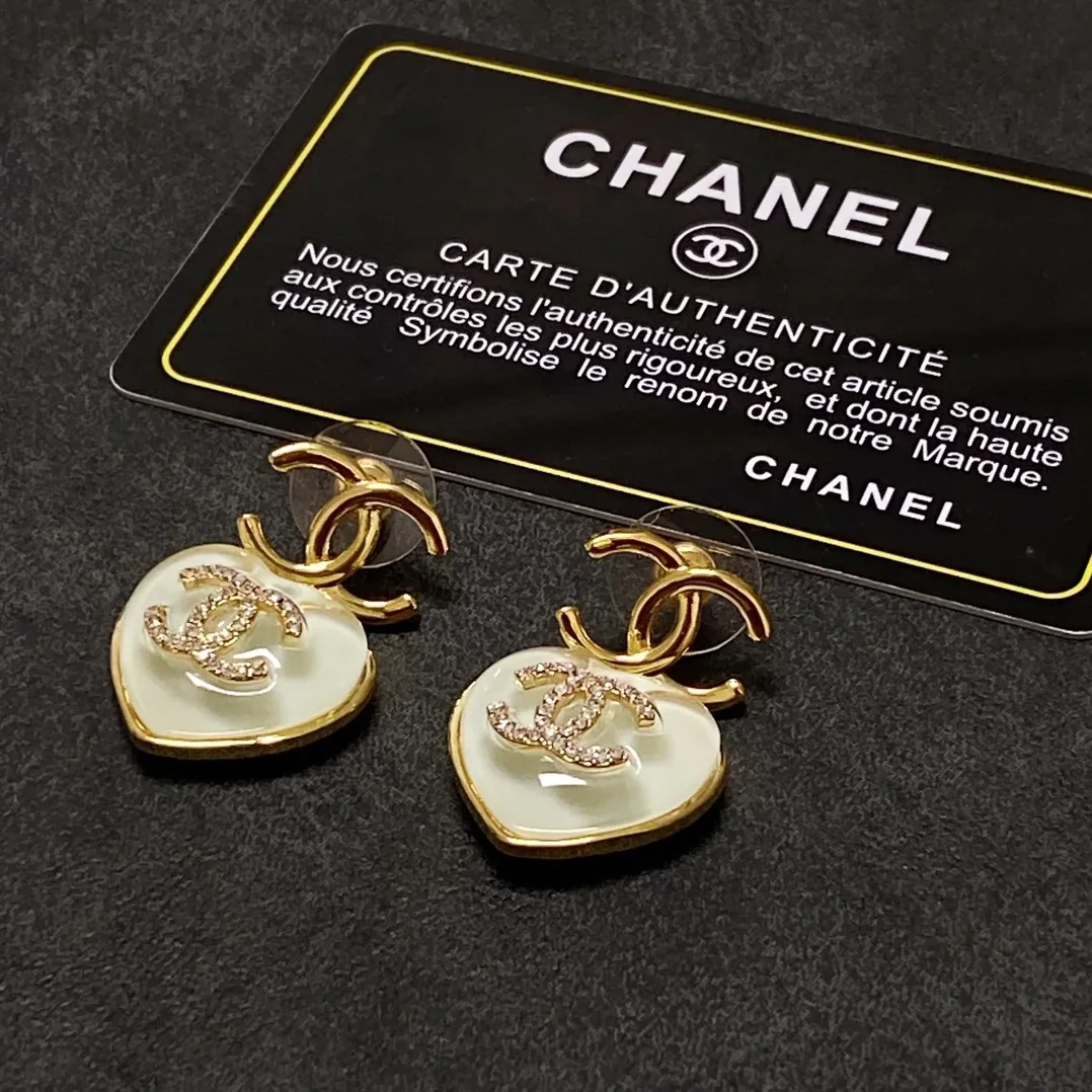 Love Heart Double C Earrings Gold