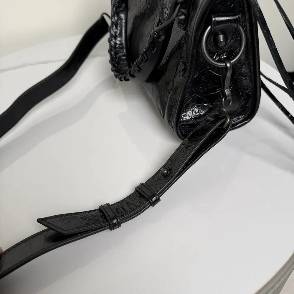 Balenciaga Le City Bag Mini in Black Arena Lambskin Brass Hardware for Women