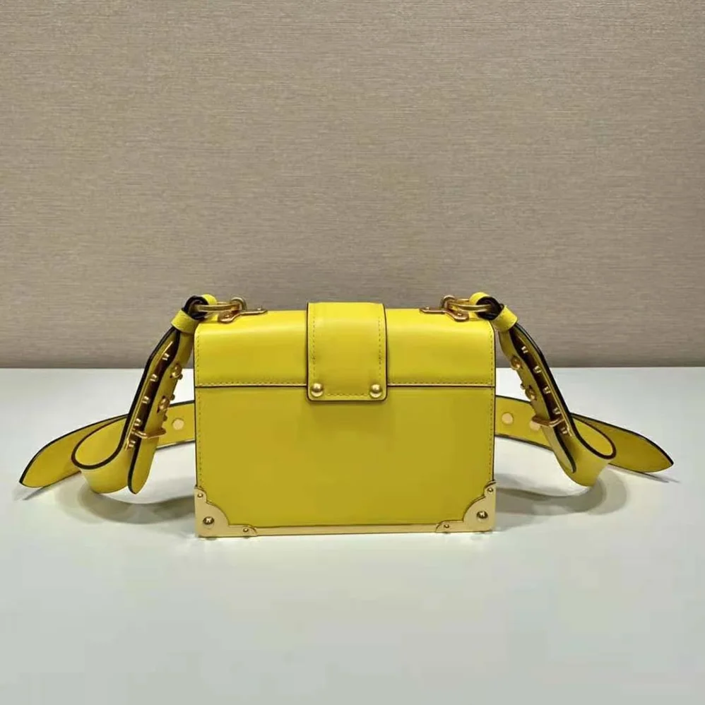 Prada Woen Cahier Leather Bag in Yellow