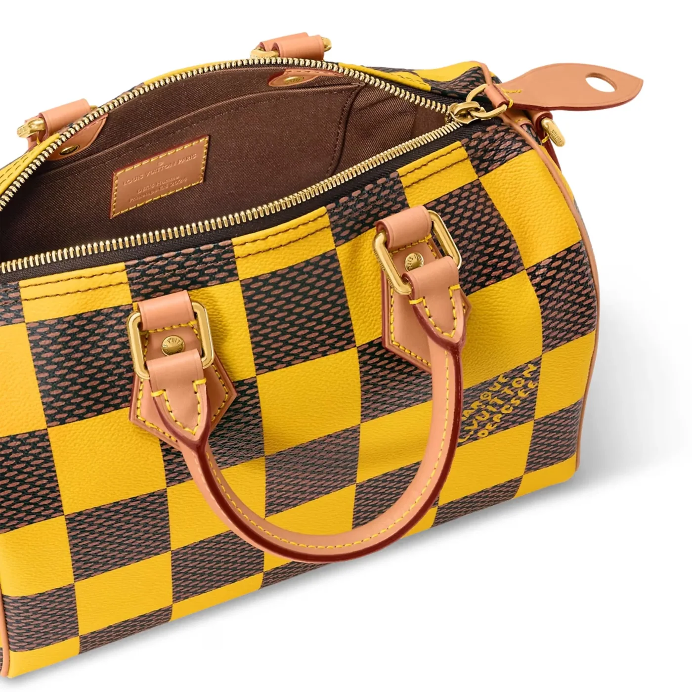 Louis Vuitton Speedy 25 Bandouliere Top Handle Bag / Damier Pop Yellow Gold Hardware
