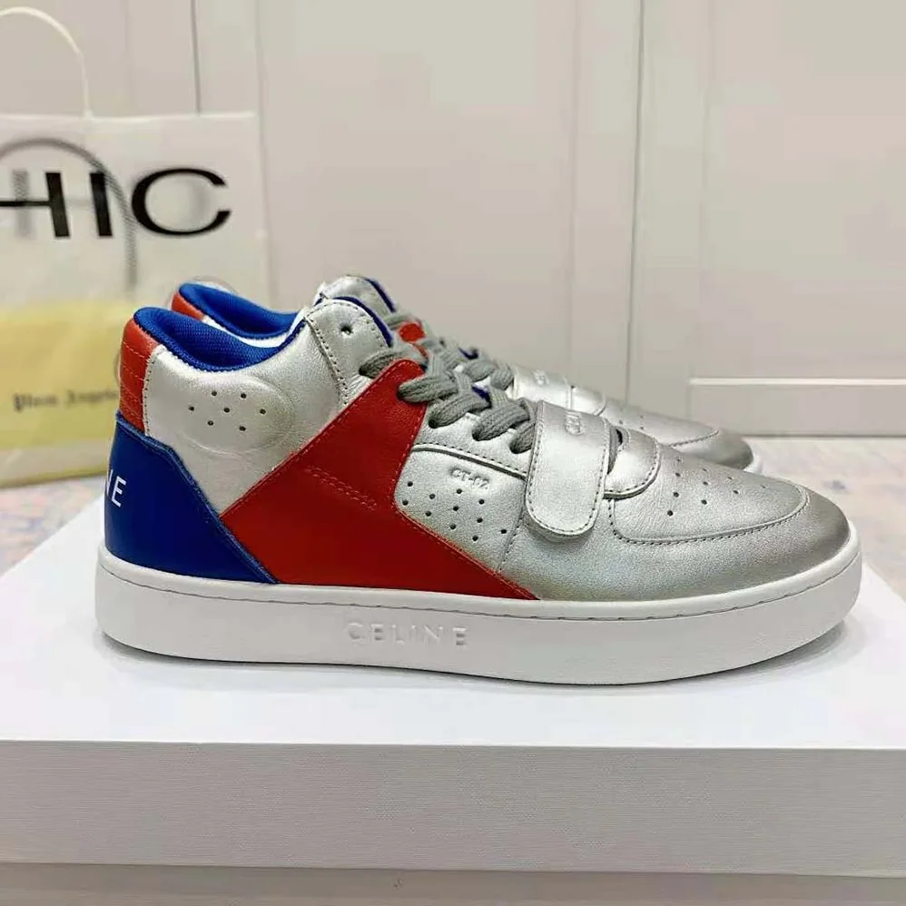 Celine CT-02 Mid Sneaker with Scratch in Metallic Calfskin and Calfskin for Men Celine CT-02 Mid Sneaker with Scratch in Metallic Calfskin and Calfskin for Men