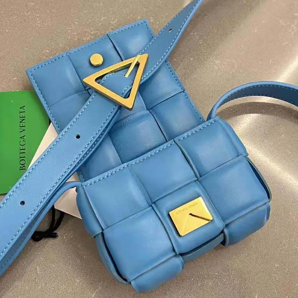 Bottega Veneta Candy Padded Cassette Mini Padded Intreccio Leather Cross-Body Bag for Women in Blue Bottega Veneta Candy Padded Cassette Mini Padded Intreccio Leather Cross-Body Bag for Women in Blue