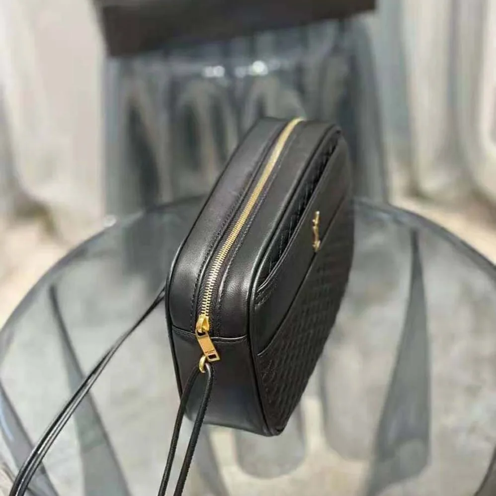 Saint Laurent YSL Victoire Camera Bag in Quilted Lambskin for Women in Black