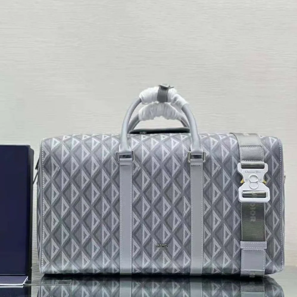 Dior Lingot 50 Duffle Bag Dior Gray CD Diamond Canvas for Men
