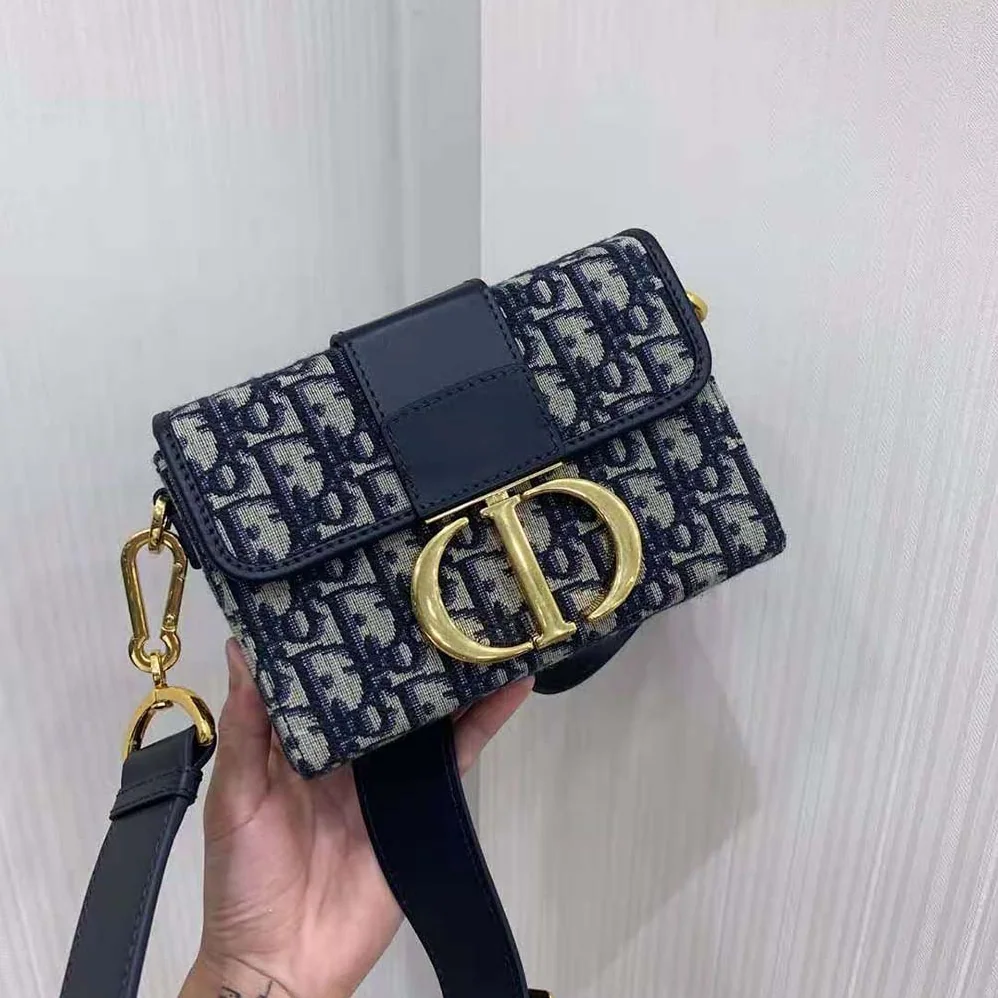 Dior 30 Montaigne Box Bag Blue Dior Oblique Jacquard for Women