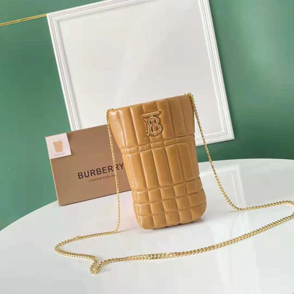 Burberry Micro Quilted Lambskin Lola Bucket Bag for Women in Brown Burberry Micro Quilted Lambskin Lola Bucket Bag for Women in Brown
