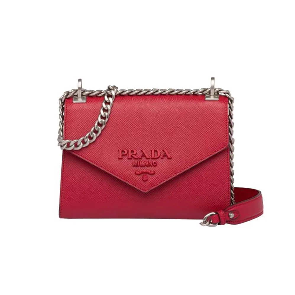 Prada Saffiano Leather Prada Monochrome Bag for Women in Red Prada Saffiano Leather Prada Monochrome Bag for Women in Red