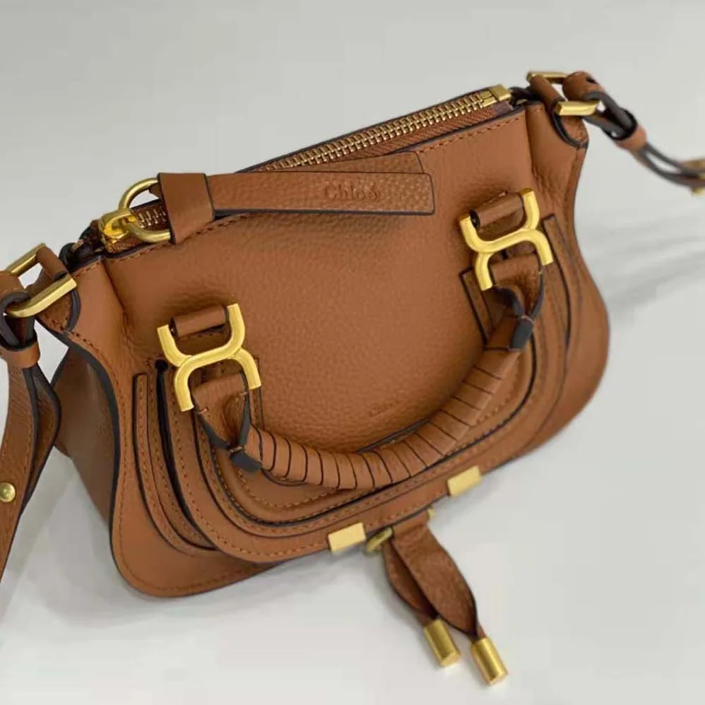 Chloe Marcie Mini Double Carry Bag for Women in Tan Chloe Marcie Mini Double Carry Bag for Women in Tan