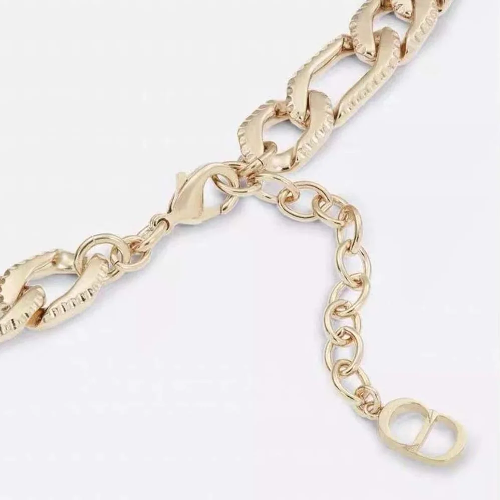 Dior Tears Chain Link Bracelet Gold-Finish Brass and Green Resin for Men
