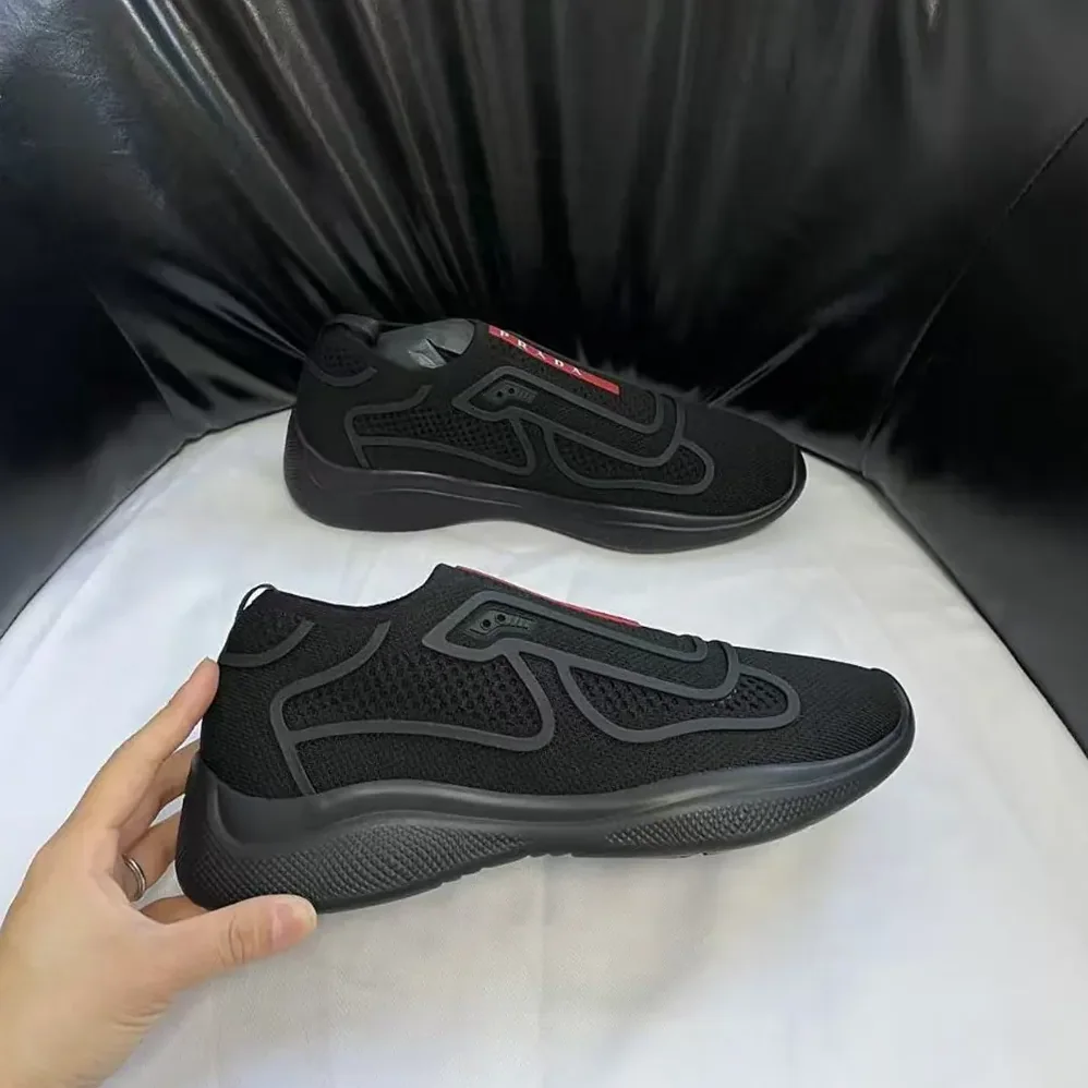 Prada Americas Cup Knit Slip-On for Men in Black