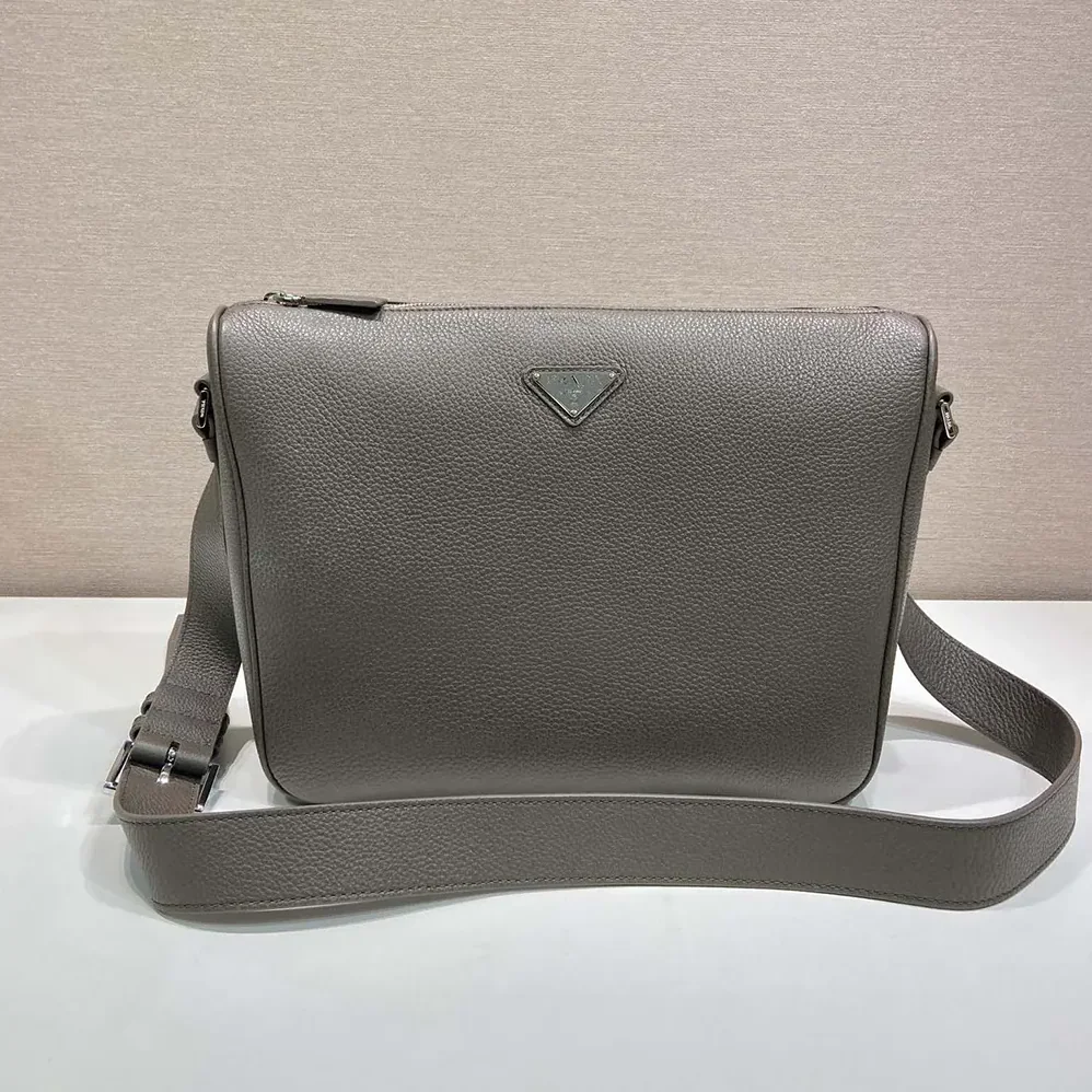 Prada Medium Leather Shoulder Bag for Unisex in Gray Prada Medium Leather Shoulder Bag for Unisex in Gray