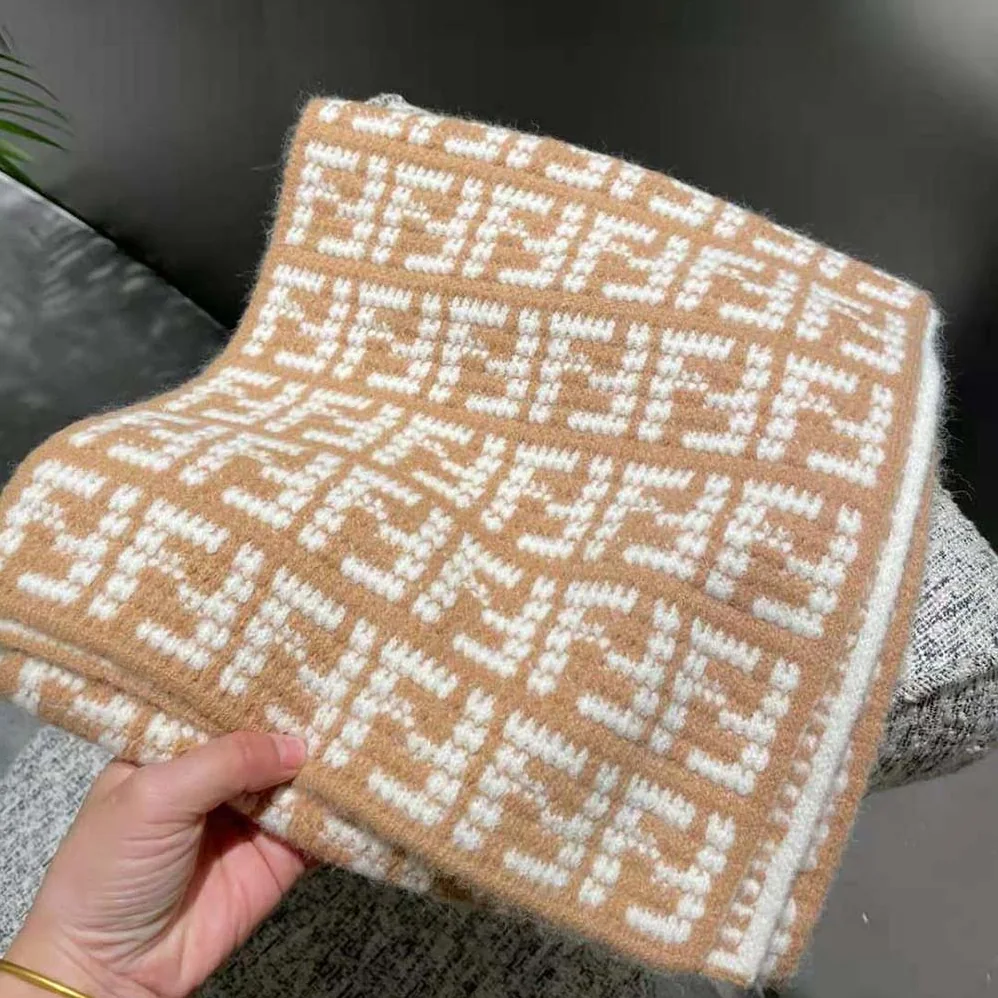 Fendi FF Scarf Beige Cashmere Scarf for Women