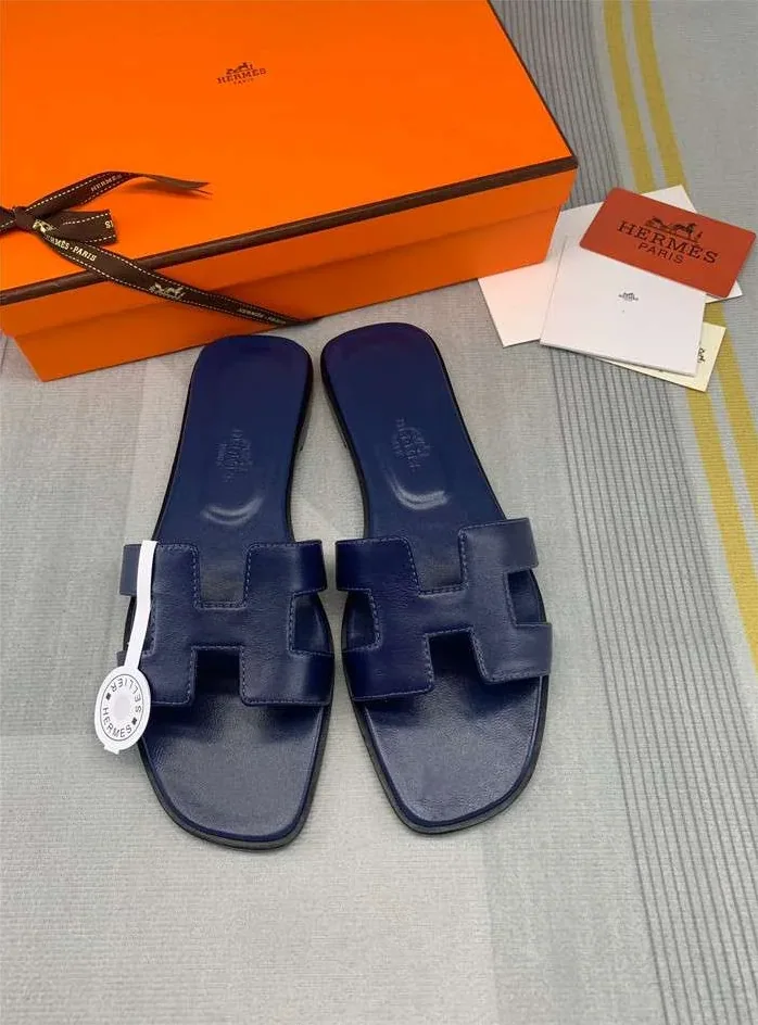 Hermes Oran Sandal Dark Blue