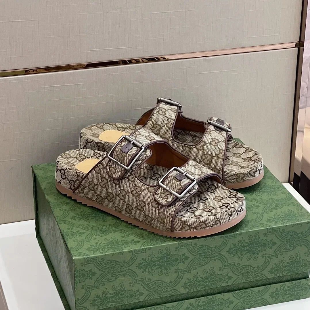 Gucci Slide Sandal With Straps Beige And Ebony for Women