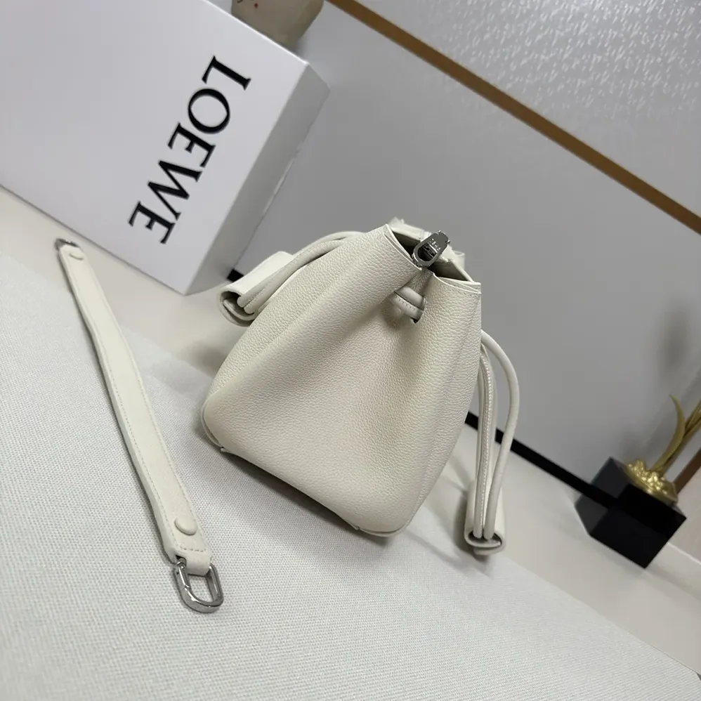 Loewe Small Madrid Bag in Supple Grained Calfskin for Women in White Loewe Small Madrid Bag in Supple Grained Calfskin for Women in White