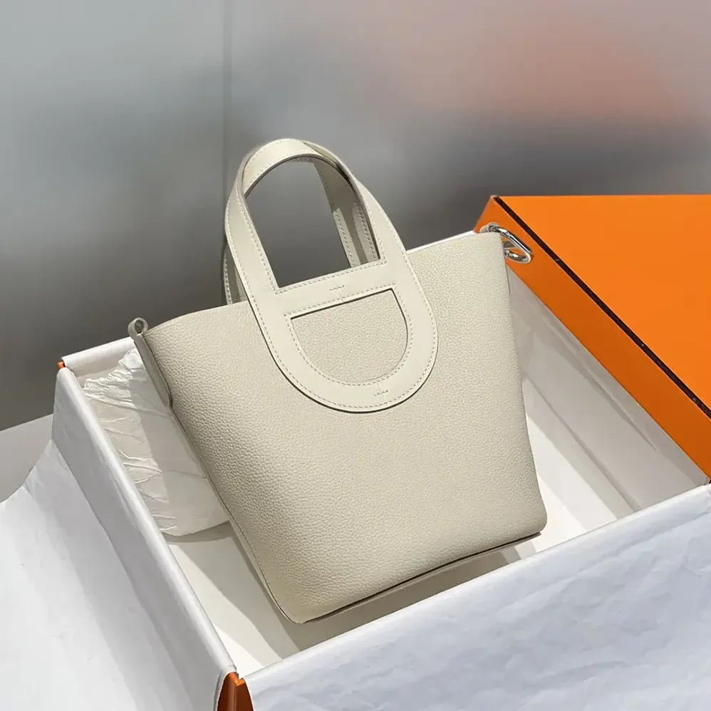 Hermes In the Loop 18 Handbag Clemence Leather for Women in White/Silver