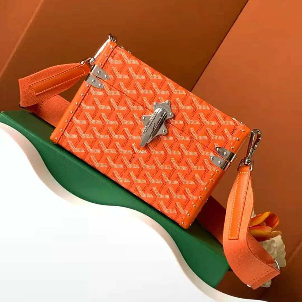 Goyard Cassette Trunk Bag in Goyardine Canvas & Clamecy Cowhide for Women in Orange