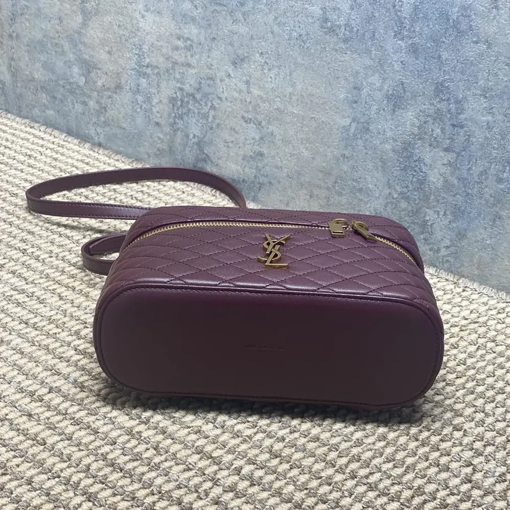 Saint Laurent YSL Gaby Large Vanity Bag In Lambskin for Women in Maroon Saint Laurent YSL Gaby Large Vanity Bag In Lambskin for Women in Maroon
