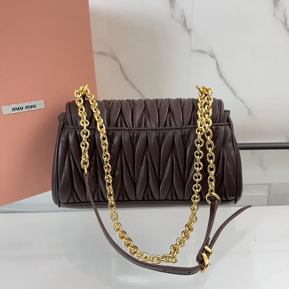 Miu Miu Matelassé Nappa Leather Shoulder Bag for Women in Bordeaux