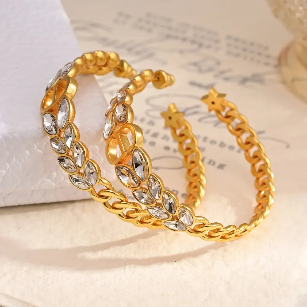 Dior 30 Montaigne Prestige Hoop Earrings Gold-Finish Metal and Silver for Women in Tone Crystals
