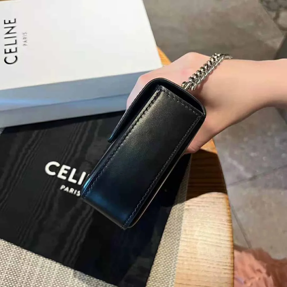 Celine Chain Shoulder Bag Triomphe in Shiny Calfskin for Women Celine Chain Shoulder Bag Triomphe in Shiny Calfskin for Women