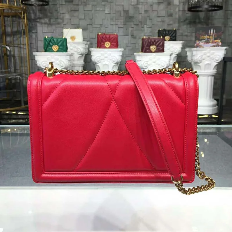 Dolce Gabbana D&G Medium Devotion Bag Quilted Nappa Leather for Women in Red