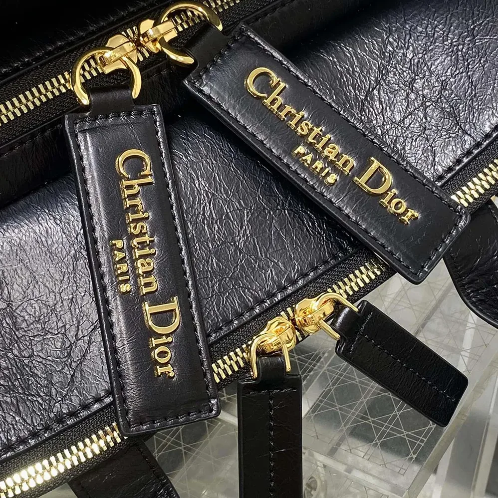Dior Medium Grand Tour Bowling Bag Black Crinkled Calfskin for Women Dior Medium Grand Tour Bowling Bag Black Crinkled Calfskin for Women