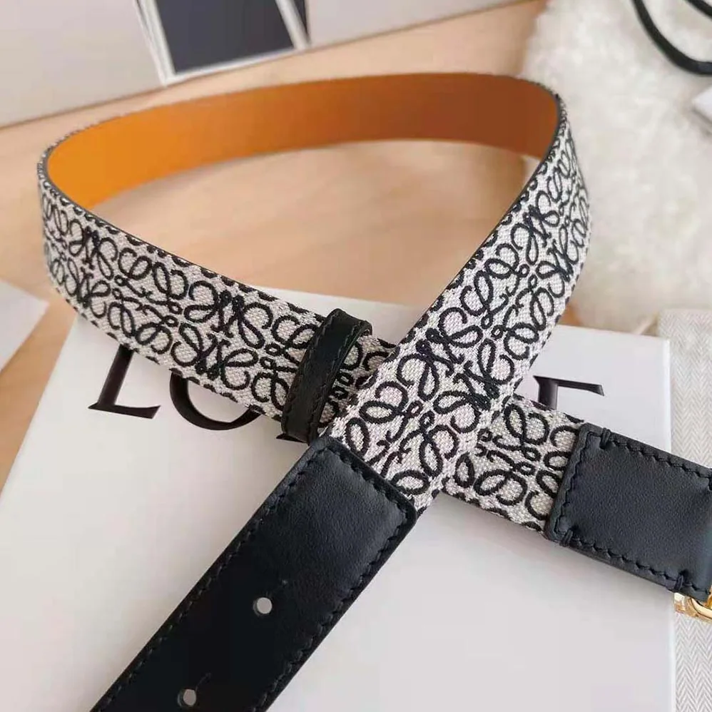 Loewe Anagram Belt in Jacquard and Calfskin Black for Women