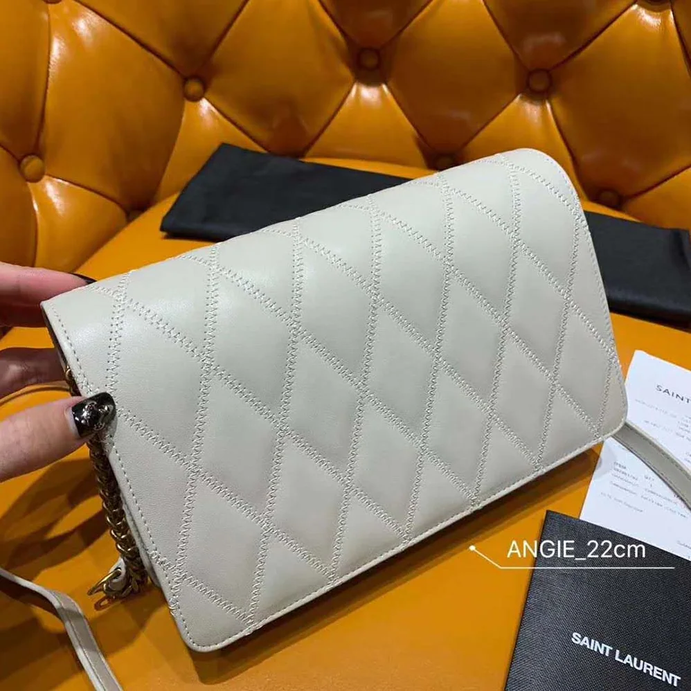 Saint Laurent YSL Angie Chain Bag Diamond for Women in Quilted Lambskin
