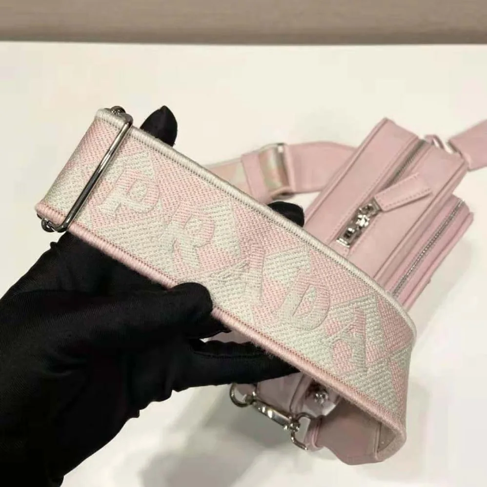 Prada Nappa Antique Leather Multi-Pocket Shoulder Bag for Women in Pink